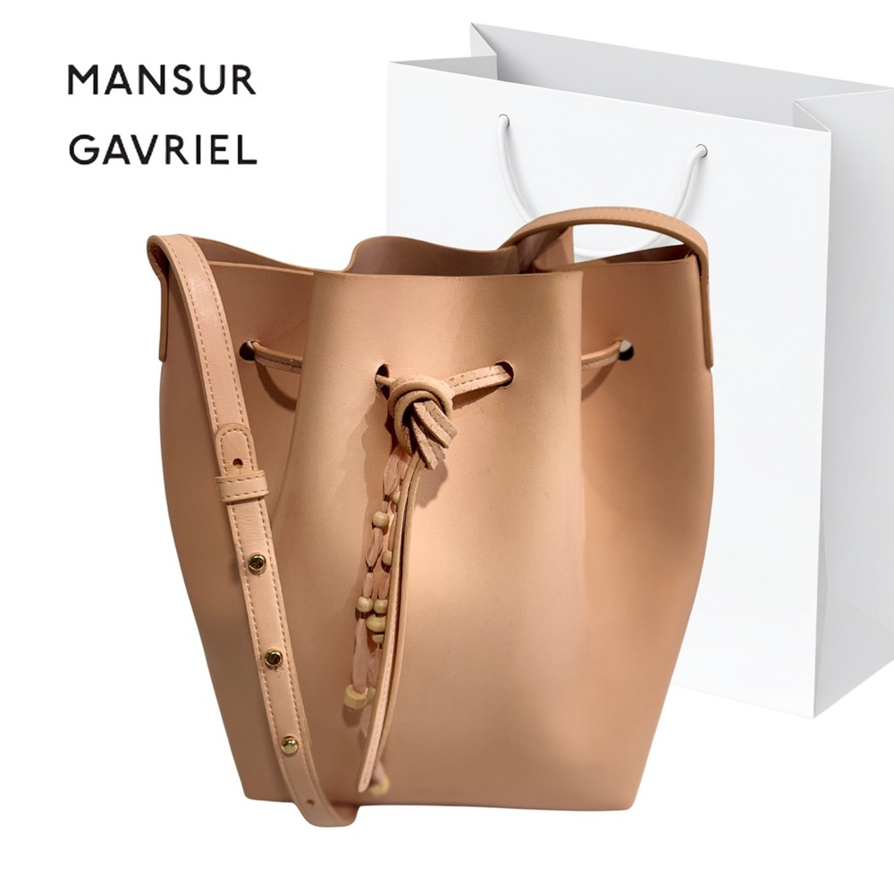 Mansur Gavriel Large Light Pink Leather Bucket Bag - Picture 2 of 16